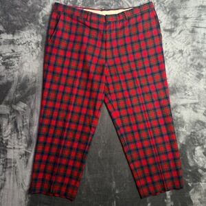 Vintage Pendleton Wool Pants Mens Size 44x27 Red Tartan Plaid Pattern Chino